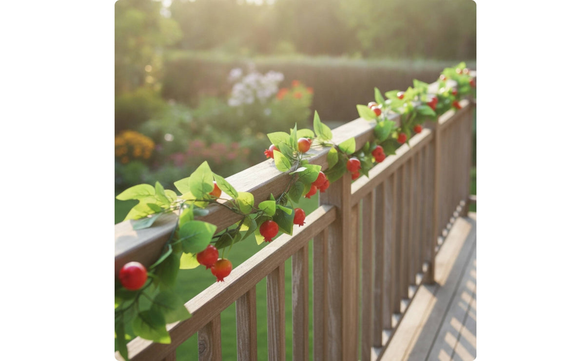 2 Pieces Artificial Vine with Fruit Authentic-Appearing Garland with Leaves Decorative Plants for Balcony