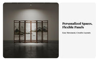 Foldable Design Multi-Panel Art Screen Chinese aesthetic Room Partition Movable Privacy Divider Freestanding for Business Owners, Event Organizers, Bedroom, Restaurant, Entryway, Tea House