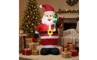 Santa with Candy Cane Upright Inflatable Santa with Candy Cane Yard Decoration Standing Holiday Decor Easy Setup