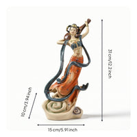 Flying Apsara Statue Ornate Decor Glossy for Desk