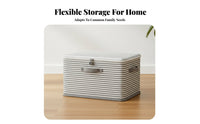 Striped Clothes Chest with Lock Reinforced Handles for Closet, Bedroom, Students