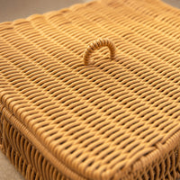 Compartmented Basket Handwoven Organizer Rattan-Look for Dining Table