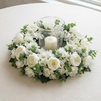 White Peony Hydrangea Wreath Indoor Outdoor Use Seasonal Summer Door Wreath