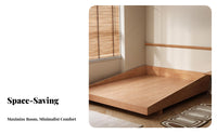 Minimalist design Headboardless Floating Bed Low silhouette Bedroom Furniture Japanese Aesthetic Mattress Support No Box box foundation Needed for Minimalists, Guesthouse Owners, duos, woven mat floor Room, Apartment
