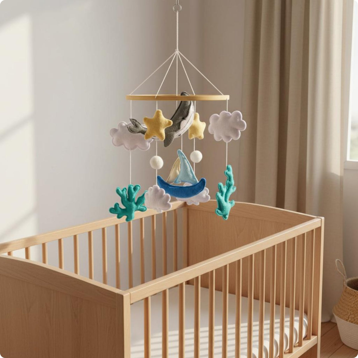 Felt Crib Mobile Soothing Marine Creature Crib Mobile Eco-Friendly for Newborns