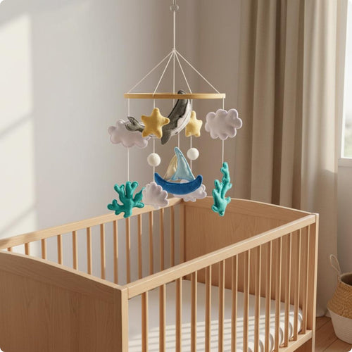 Felt Crib Mobile Soothing Marine Creature Crib Mobile Eco-Friendly for Newborns