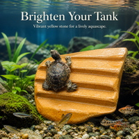 Natural Turtle Basking Platform with Anti-Slip Steps and Hiding Cave for Aquarium Decor