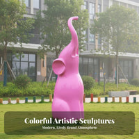 Abstract Elephant Sculpture Weather-Resistant Pachyderm Sculpture Statue Brightly Colored Colorful Animal Figure for Gardeners, Homeowners, Gardens