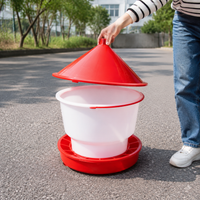 Poultry Automatic Feeder, Hopper Type, Chicken Feeder, Plastic, Red and White, Rainproof