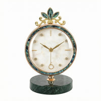 Decorative Quartz Timepiece Marble-Style Base Home Decor Ornate