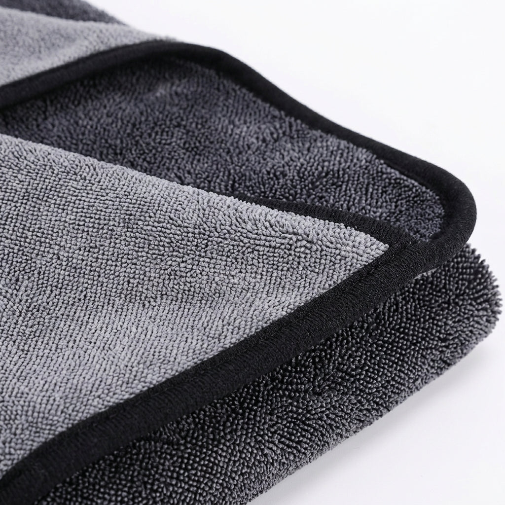 Dark Gray Car Drying Towel with Microfiber Cloths, Super Absorbent Towel for Automotive, 14 Yarn Count Single Layer 50cm Design