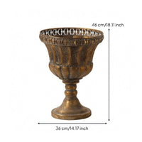 Antique Gold Vase Flared edge Flower Pot Square Footed House Decoration