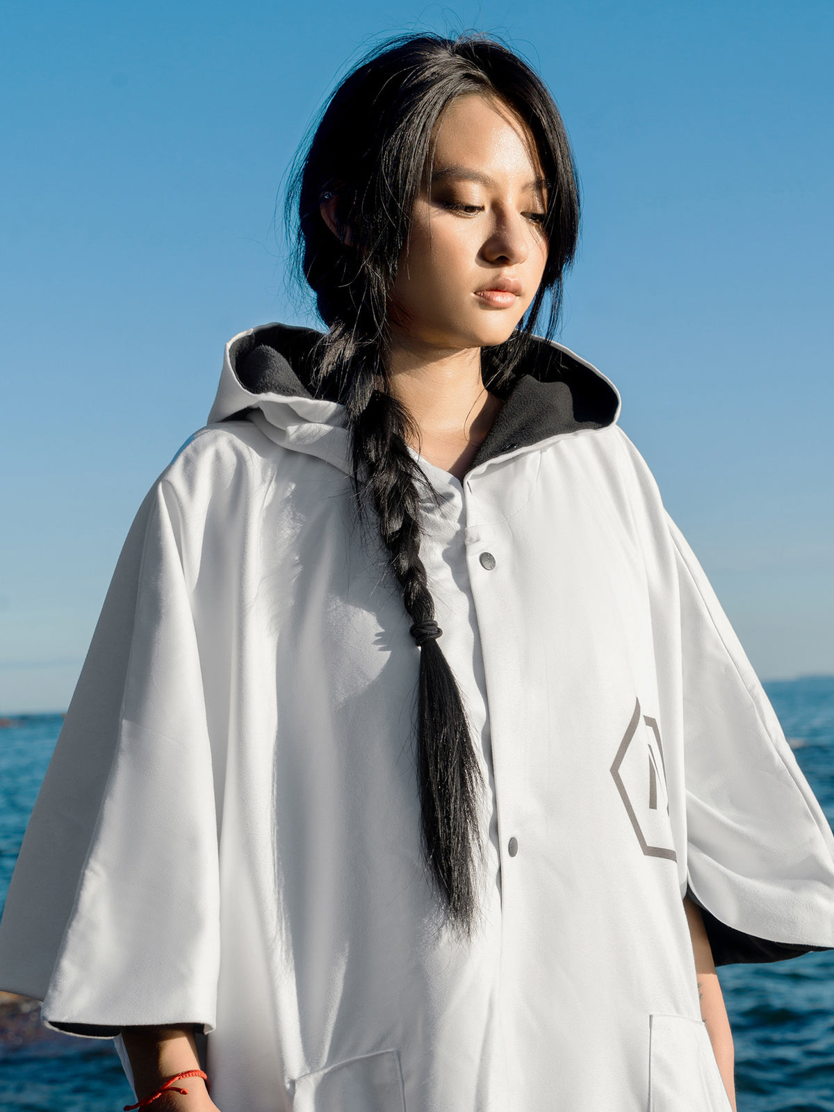 NuJune加绒保暖毛巾衣潜水防寒披风温泉浴袍加厚冬泳斗篷防风吸水