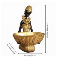 African Woman Figurine Hand Painted Seated Woman Figurine Handcrafted Table Statue