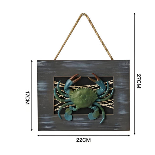 3D Crab Wall Decoration Mediterranean Design Nautical Shadow Box Ocean Themed