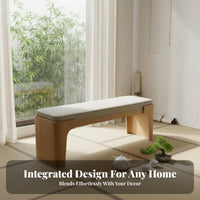 End-of-Bed Bench New Chinese Artistic Design Woven Top Emphasis Stool Sturdy Wood Frame Multi-Functional for Bedroom, Entryway