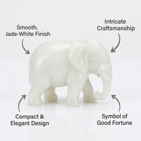 Jade Stone Elephant Ornament, Elephant Statue Jade Stone, Chinese Elephant Figur #variant:Chinese, Curved Trunk Elephant