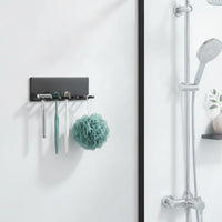 No Bathroom Organizer Compact Wall-Mounted Rack with Hooks Space-Saving