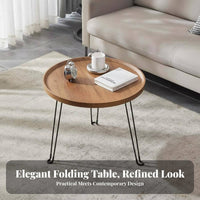 Foldable Round &coffee Table Lightweight Household Furniture Anti-Slip Feet