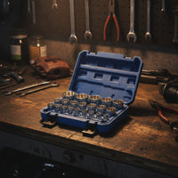 21 Pieces Twelve-Point Socket Set Organized Socket Set with Carrying Case Chrome-Finished for Mechanics, Automotive Repair