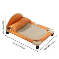 Raised Cat Bed Rounded Backrest Wooden Cat Bed Headrest Pet Cushion Sofa