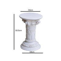 White Roman Column Pedestal Classical Pillar Base Intricate Carvings Classical Display for Events