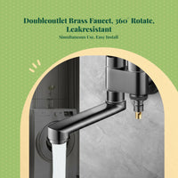 Washing Machine Faucet, 1-in-2-exit Rotating Water Tap, Balcony Mop Sink Adapter, Quick-Open Extension Connector