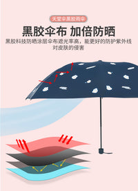 天堂伞铅笔伞小巧便携迷你黑胶防晒遮阳伞晴雨伞女防紫外线太阳伞 萌小桃  ★  黑胶防晒  ★  浅粉