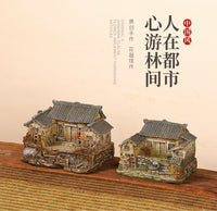 田园乡村老房子摆件小模型桌面创意微景观造景庭院客厅花盆盆栽