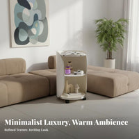 Wheeled Side Table Minimalist aesthetic Cylindrical Rolling Cabinet Space Saving