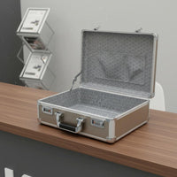 Aluminum Briefcase Construction Metal Hard Shell Case Reinforced Corners Portable Tool Case for Photographers, Sample Display, Business Travel