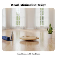 Natural Bamboo Wooden Toe Function Board Polished Finish Round Pilates Balance Board Portable Reversible Balance Disc Ergonomic for Dancers, Athletes, Home Gym, Office