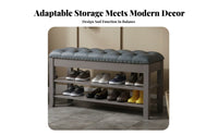 Padded Shoe Rack Stool Natural Wood Frame Storage Bench Minimalist Design Sturdy Construction for Adults, Hallway, Bedroom