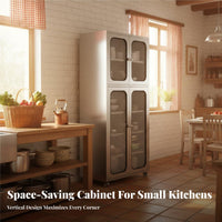 Rust Resistant Stainless Steel Pantry Cupboard Multifunctional Freestanding Steel Cupboard Easy to Clean Freestanding Kitchen Cabinet Waterproof for Homeowners, Families, Renters, Dining Room, Office, Garage, Bathroom