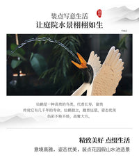 庭院假山仙鹤摆件流水景观饰品户外院子花园草坪鱼池造景装饰摆件
