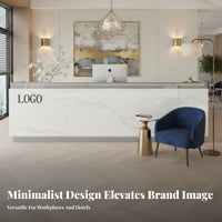 Multi-Functional Modern Reception Desk Sturdy Construction Office Information Desk Easy to Clean Retail Cashier Stand Scratch Resistant for Receptionists, Cashiers, Business Owners, School, Lobby, Sales Center, Company Entrance