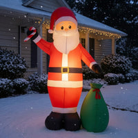 Giant Inflatable Santa with Gift Bag Easy Inflation Santa Inflatable with Gift Bag Built-in LED Lawn Decorations Bright for Storefront