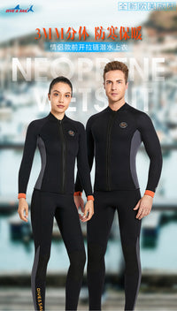 DIVE&SAIL 3mm Long Sleeve Two-Piece Wetsuit for Men and Women, Thermal, for Diving and Surfing