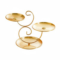 3-Tier Fruit Plate Stand Stainless Steel Gold Cupcake Holder Light Luxury Design