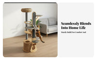 Multi-Level Wooden Climbing Tower abrasionResistant Posts Multi-Level Tower with Condo and Perches Sturdy Construction Cat Furniture for Indoors, Home