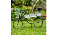 Two-Wheeled Plant Stand Standing Bike Design Planter Black Coated Planter with Basket for Porch