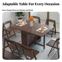 Expandable Panel Table Foldable Transformable Dining Table Lengthenable Modern Design for Small Apartment Dwellers, Hosts