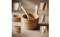 Sauna Vessel and Ladle Set Long-Handled Sauna Vessel with Scoop Spa-Like
