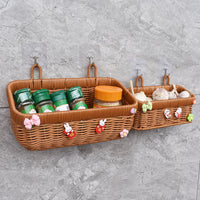 Rattan-Style Wall-Mounted Hanging Basket for Kitchen Storage