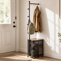 Freestanding Garment Rack with Storage Shelf, Metal Clothes Organizer for Bedroom and Living Room