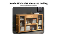Multi-Functional Sideboard with Fluted Doors Large Capacity Bookcase Easy to Assemble Storage Furniture Dust-Proof Design for Book Lovers, Homeowners, Living Room, Hallway, Entryway, Kitchen