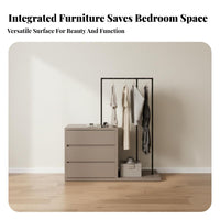 Dresser with Clothes Rack Multi-functional Chest of Drawers Garment Rail Clothing Organizer Engineered Wood Suitable for Adults Bedroom Dorm Entryway