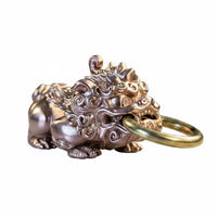 Mythical Protector Keychain Three-Dimensional Mythical Creature Creature Pendant Curled Mane Chinese-Style Keychain