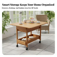2-Tier Rolling Trolley Foldable Design 2-Tier Rolling Organizer Space-Saving Easy Assembly for Homeowners, Dining Area, Kitchen