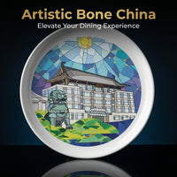 Artistic Bone China Plate, Pastoral Style 8-inch